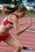 Marija Hranilović na startu utrke juniorki na 100 m